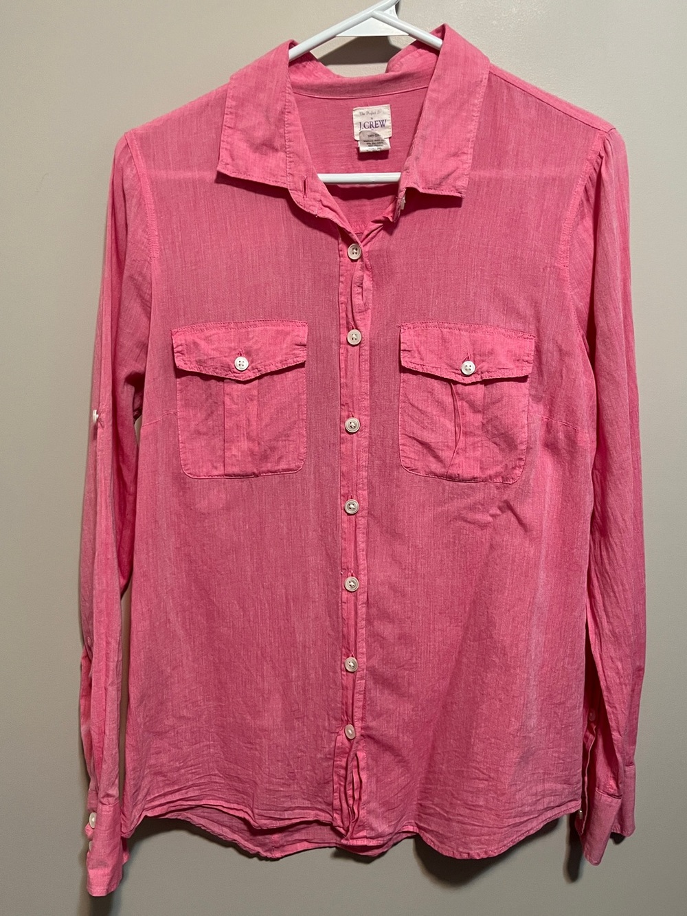J. Crew The Perfect Shirt Pink Long-Sleeve Button-Up Shirt, size S